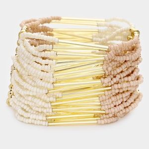 NEW Stella Seed Bead Metal Multi Stretch Bracelet